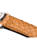 Raidillon Bracelet plein en python brun clair surpiqué brun