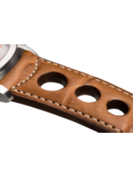Raidillon Bracelet aéré en alligator doré surpiqué écru