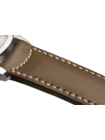 Raidillon Bracelet plein en cuir kaki surpiqué écru