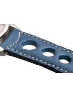 Raidillon Bracelet aéré en nubuck bleu surpiqué écru