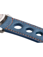 Raidillon Bracelet aéré en nubuck bleu surpiqué orange