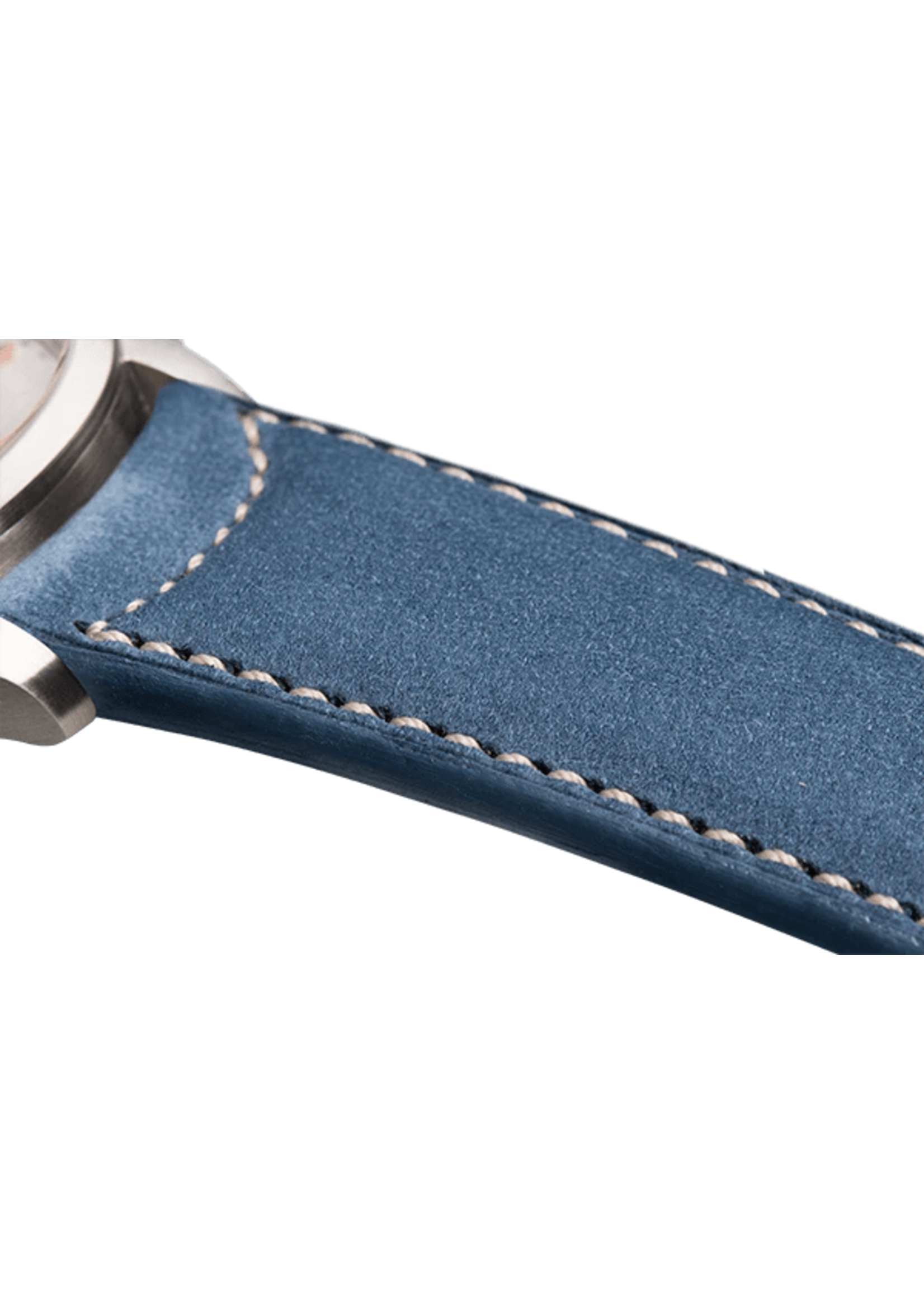 Raidillon Bracelet plein en nubuck bleu surpiqué écru