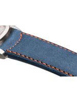 Raidillon Bracelet plein en nubuck bleu surpiqué orange