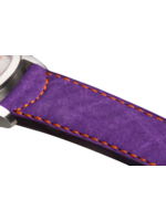 Raidillon Bracelet plein en nubuck violet surpiqué orange