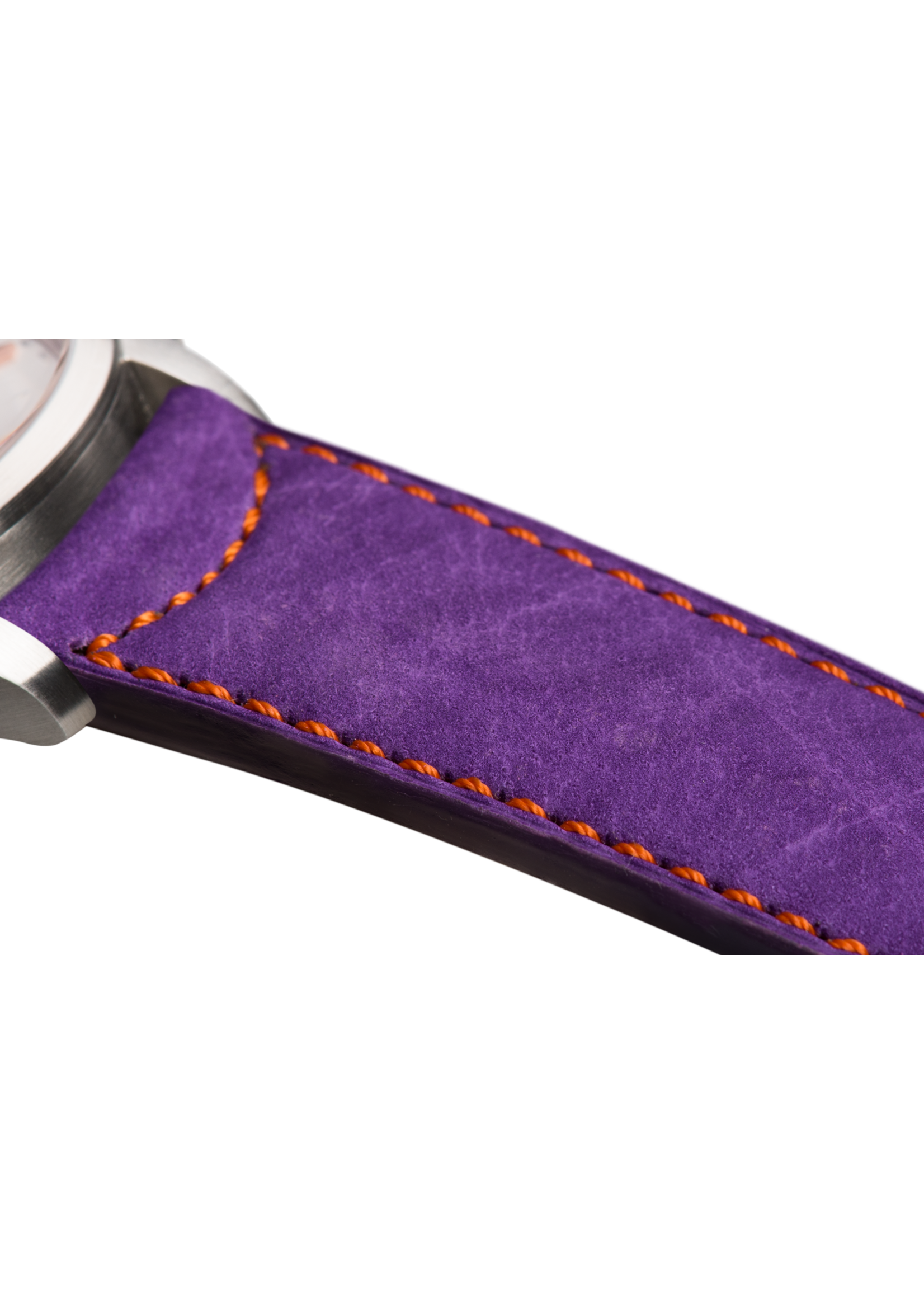 Raidillon Bracelet plein en nubuck violet surpiqué orange