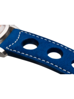 Raidillon Bracelet aéré en nubuck bleu roi surpiqué écru