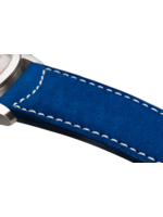 Raidillon Bracelet plein en nubuck bleu roi surpiqué écru