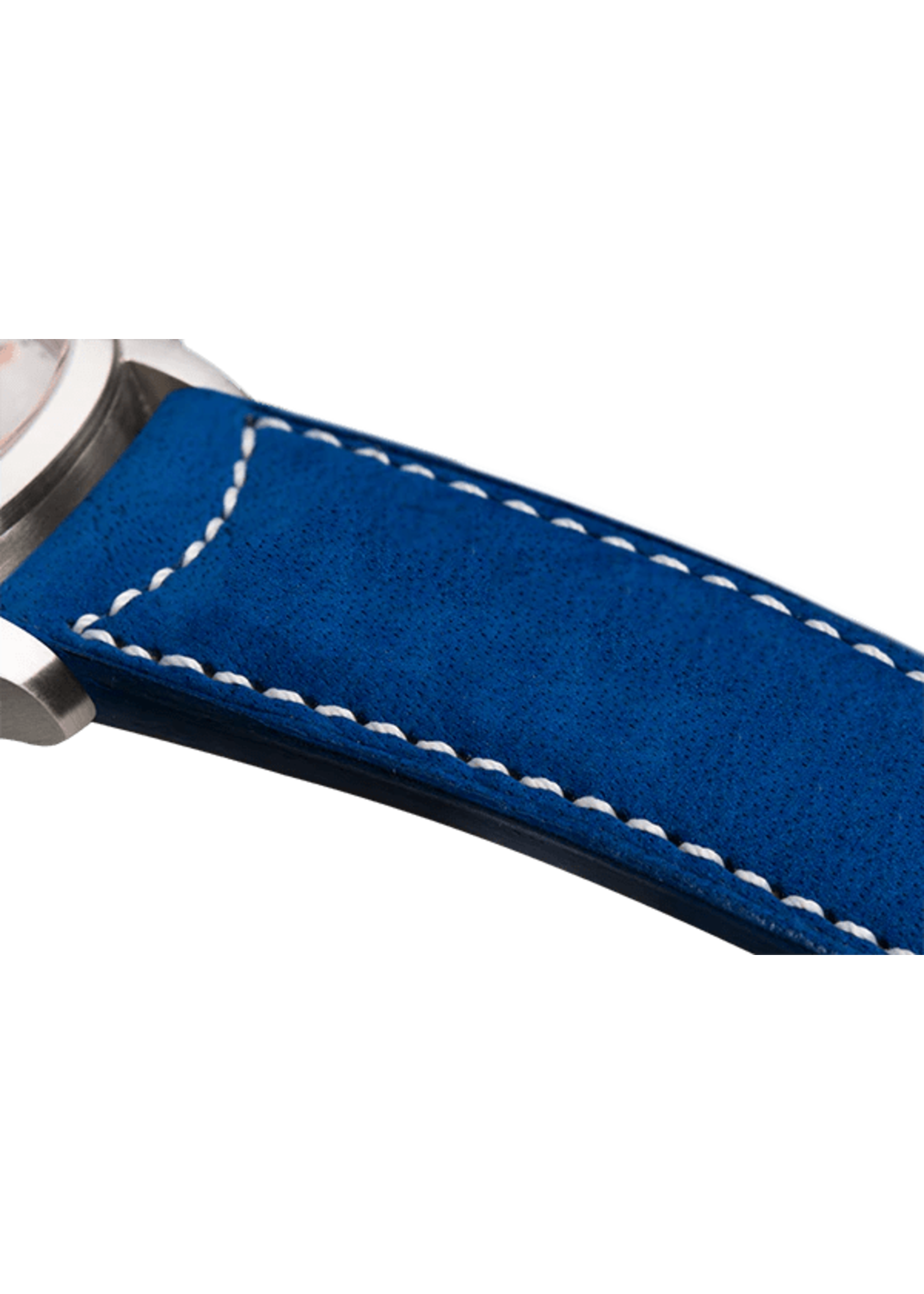 Raidillon Bracelet plein en nubuck bleu roi surpiqué écru