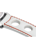 Raidillon Bracelet aéré en cuir blanc surpiqué rouge