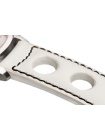 Raidillon Bracelet aéré en cuir blanc surpiqué noir