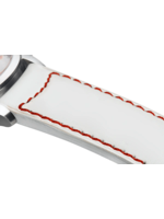 Raidillon Bracelet plein en cuir blanc surpiqué rouge