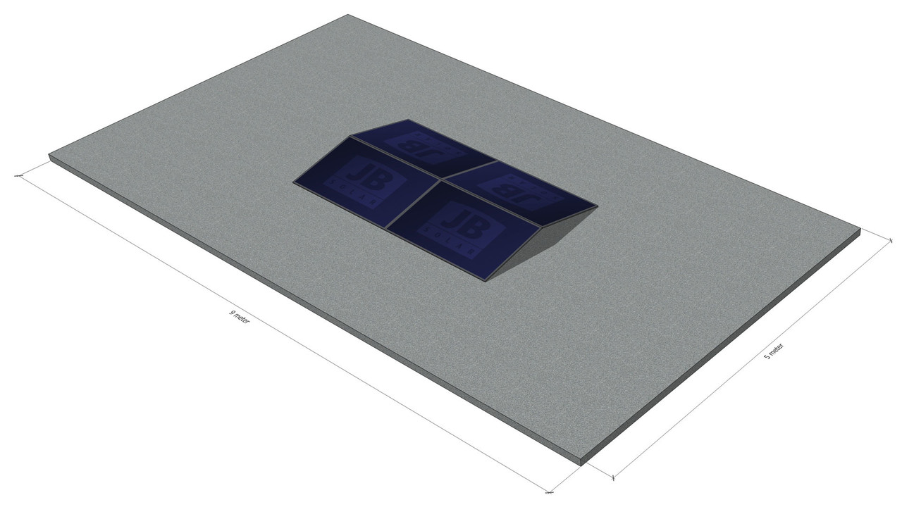 platdak montagemateriaal voor 4 zonnepanelen, oost-west, landscape