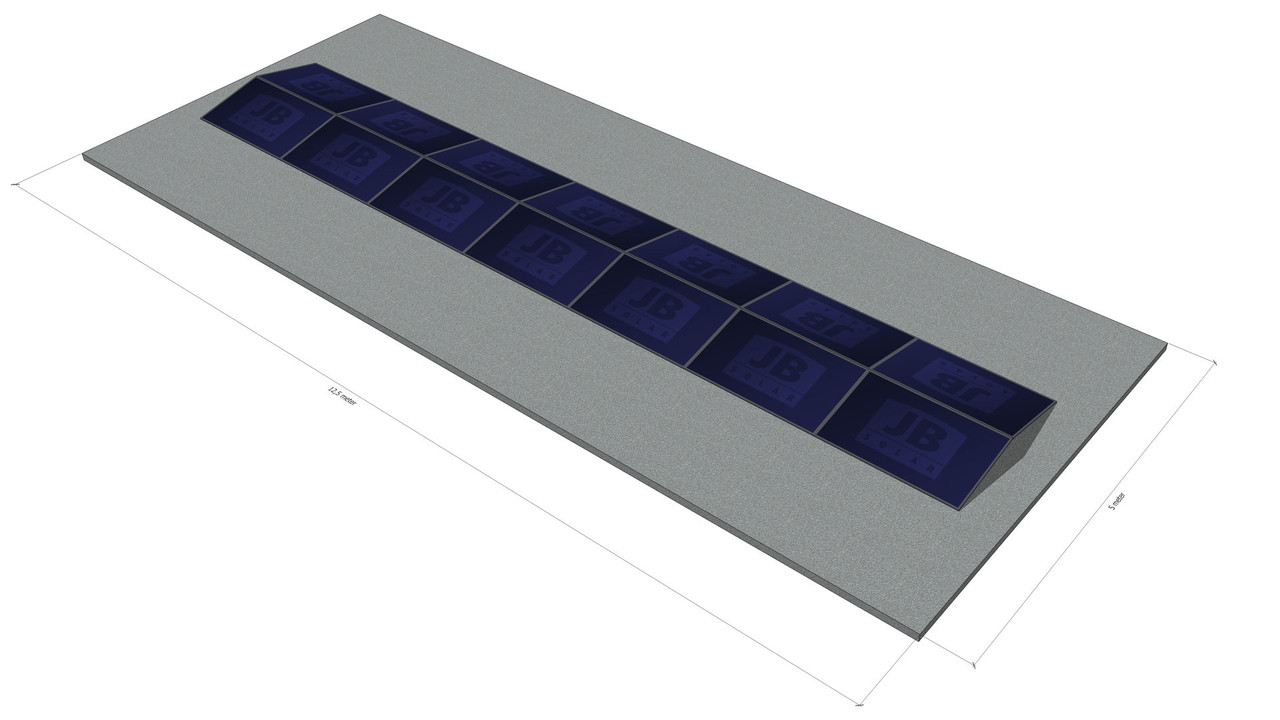 platdak montagemateriaal voor 14 zonnepanelen, oost-west, landscape platdak montagemateriaal voor 14 zonnepanelen, oost-west, landscape