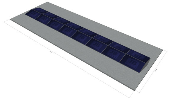 platdak montagemateriaal voor 16 zonnepanelen, oost-west, landscape platdak montagemateriaal voor 16 zonnepanelen, oost-west, landscape