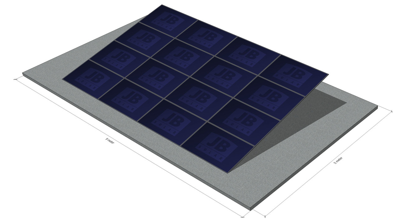16 panelen, zonneschans, quad 16 panelen, zonneschans, quad