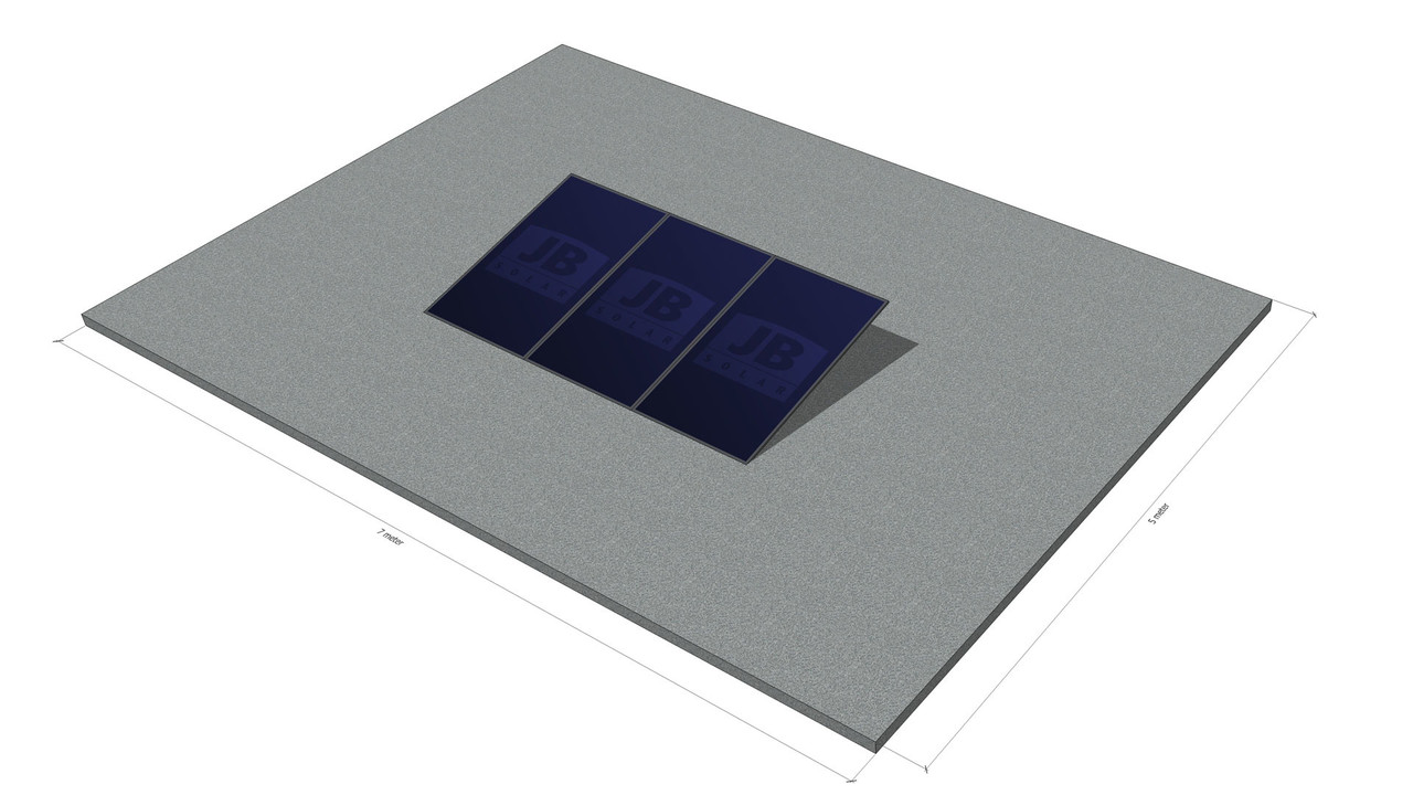 platdak montagemateriaal voor 3 zonnepanelen, zuid, portrait platdak montagemateriaal voor 3 zonnepanelen, zuid, portrait