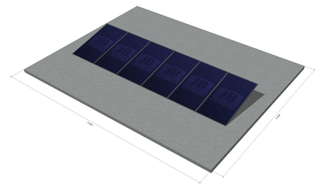 platdak montagemateriaal voor 6 zonnepanelen, zuid, portrait platdak montagemateriaal voor 6 zonnepanelen, zuid, portrait