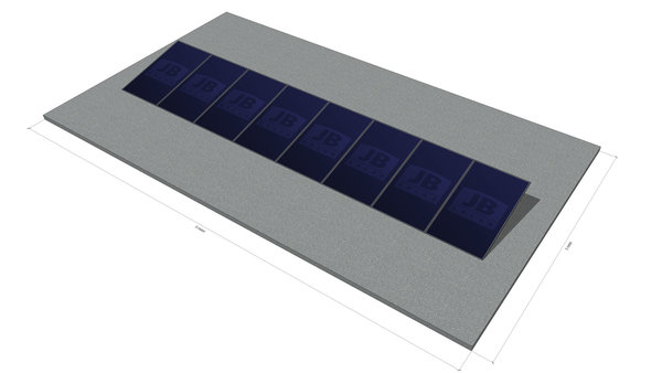 platdak montagemateriaal voor 8 zonnepanelen, zuid, portrait platdak montagemateriaal voor 8 zonnepanelen, zuid, portrait