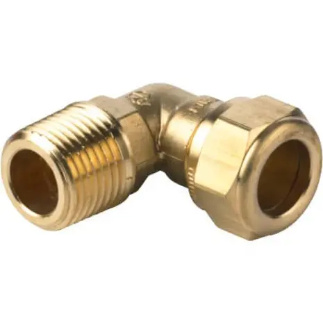 Puntstuk knie 15 mm knel x 1/2" buitendraad Puntstuk knie 15 mm knel x 1/2" buitendraad