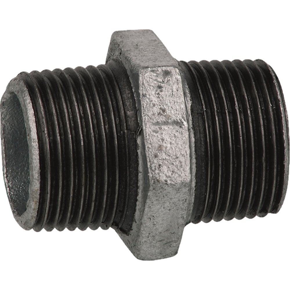 1/2" bu/bu stalen dubbele nippel