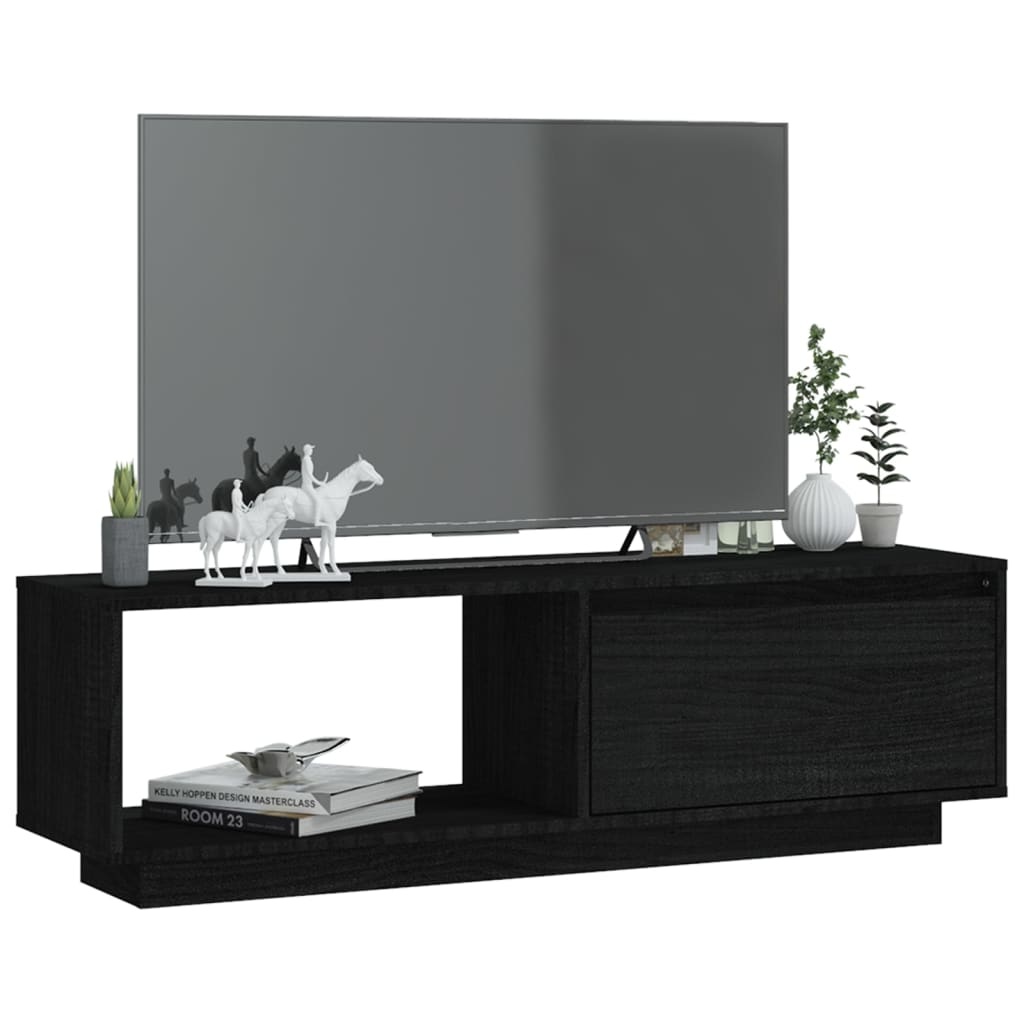 Tv-meubel 110x30x33,5 cm massief grenenhout zwart
