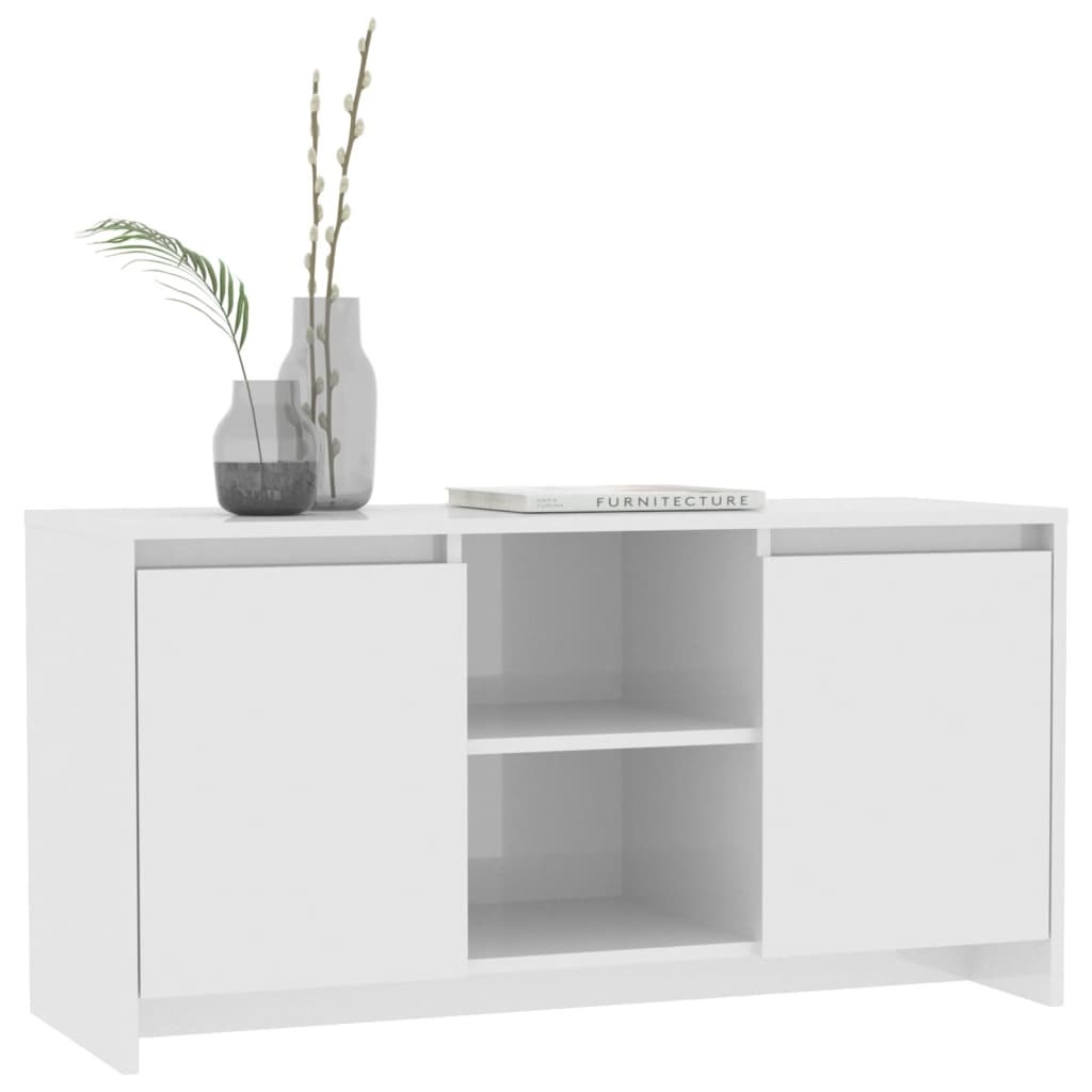 Tv-meubel 102x37,5x52,5 cm spaanplaat hoogglans wit