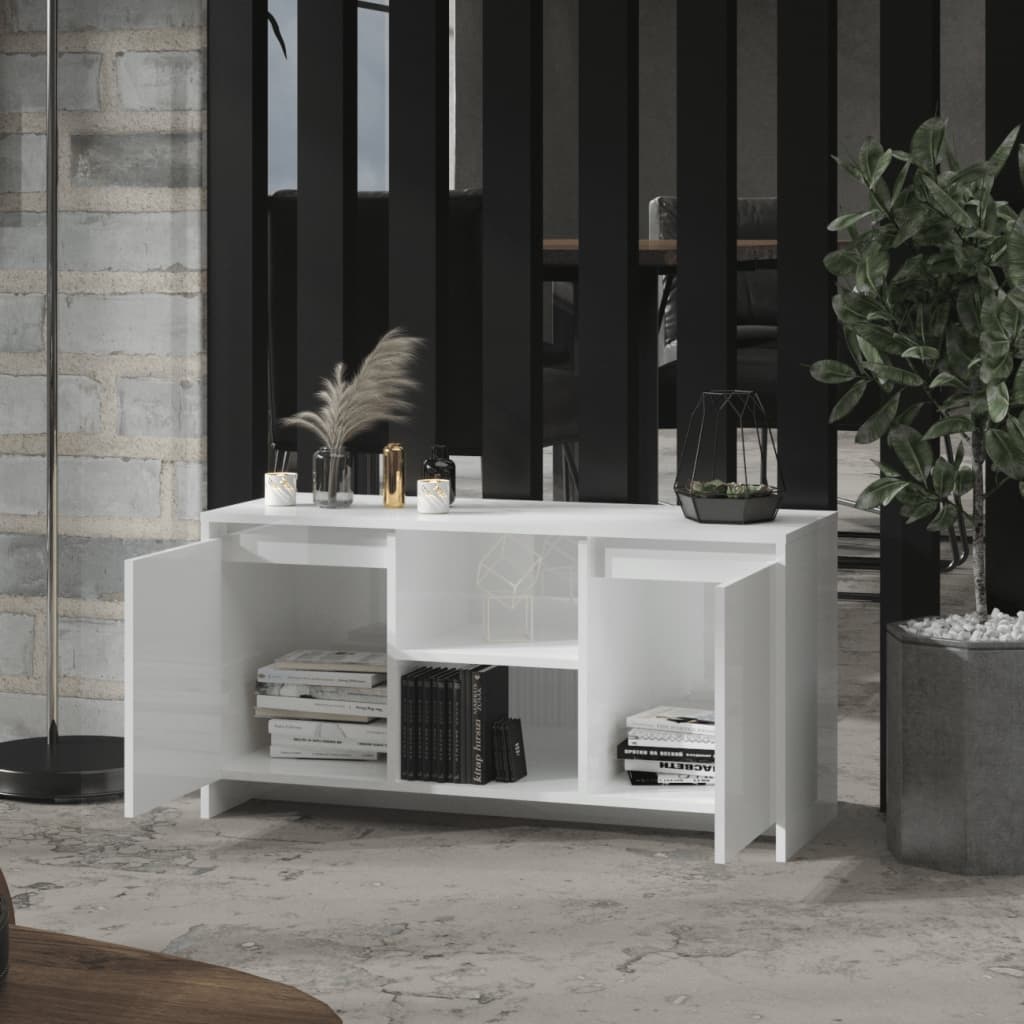 Tv-meubel 102x37,5x52,5 cm spaanplaat hoogglans wit