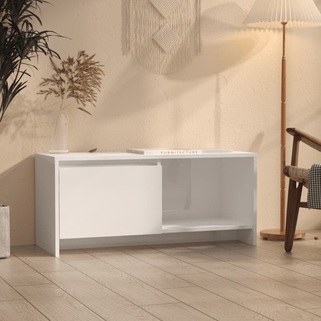 Tv-meubel 90x35x40 cm spaanplaat hoogglans wit