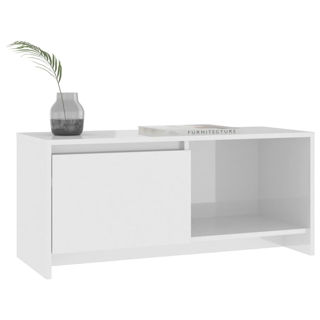 Tv-meubel 90x35x40 cm spaanplaat hoogglans wit