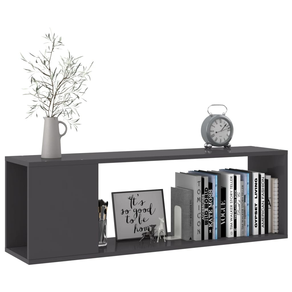 Tv-meubel 100x24x32 cm spaanplaat hoogglans grijs