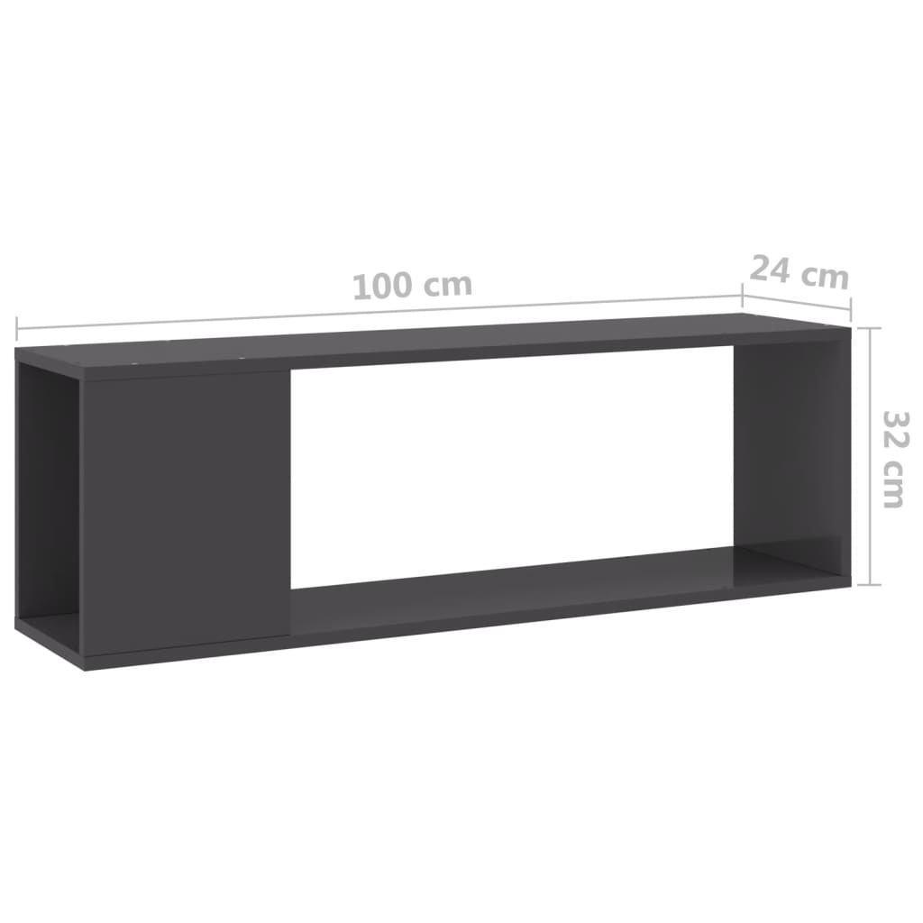 Tv-meubel 100x24x32 cm spaanplaat hoogglans grijs
