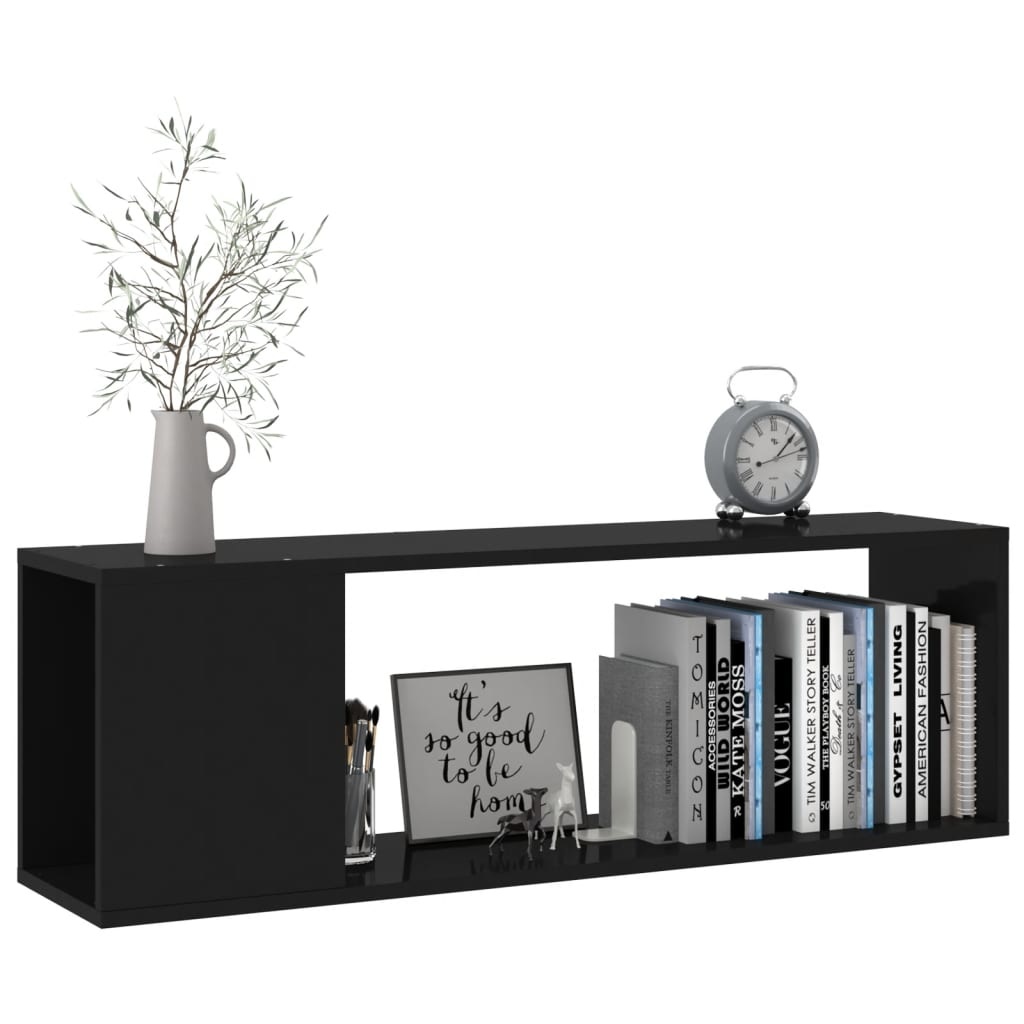 Tv-meubel 100x24x32 cm spaanplaat hoogglans zwart