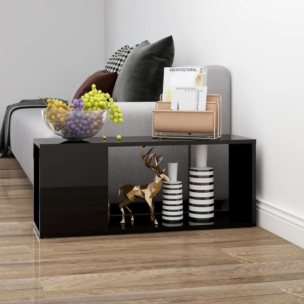 Tv-meubel 80x24x32 cm spaanplaat hoogglans zwart