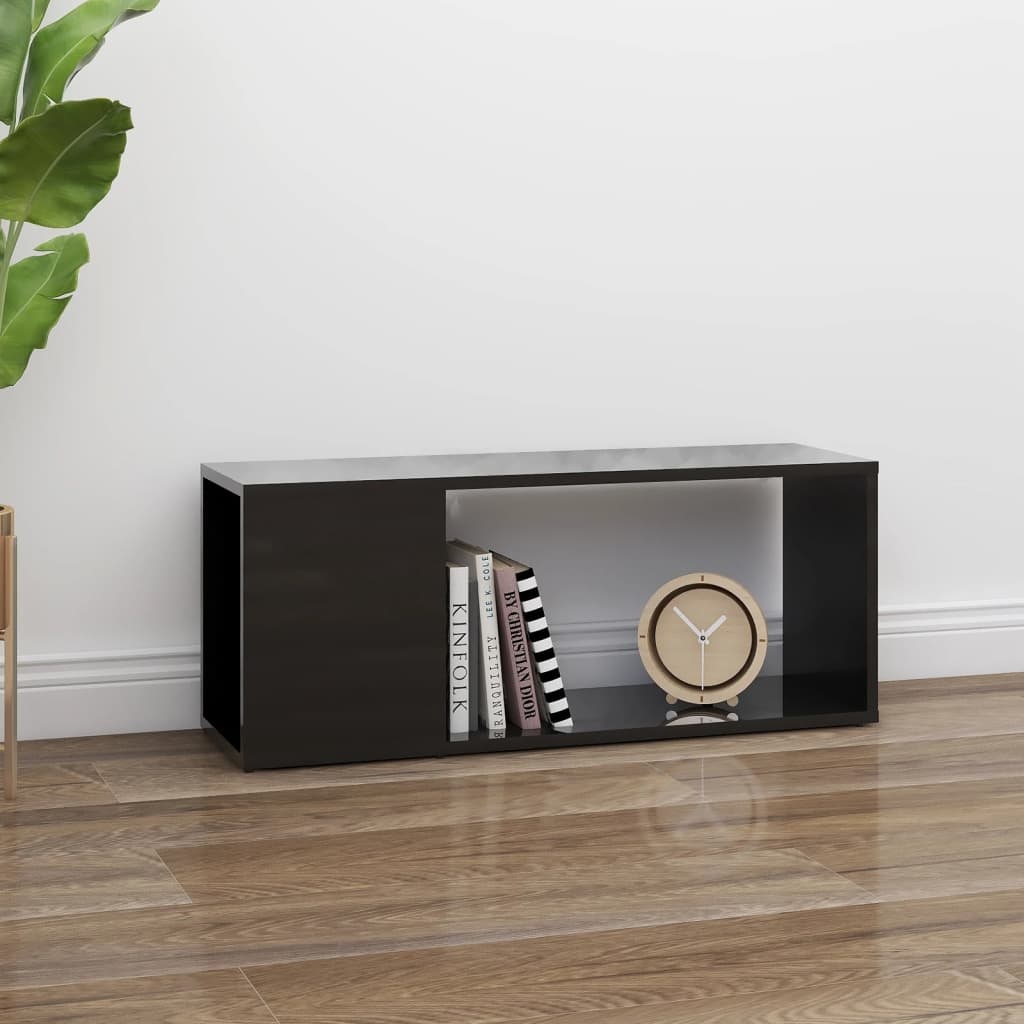 Tv-meubel 80x24x32 cm spaanplaat hoogglans zwart
