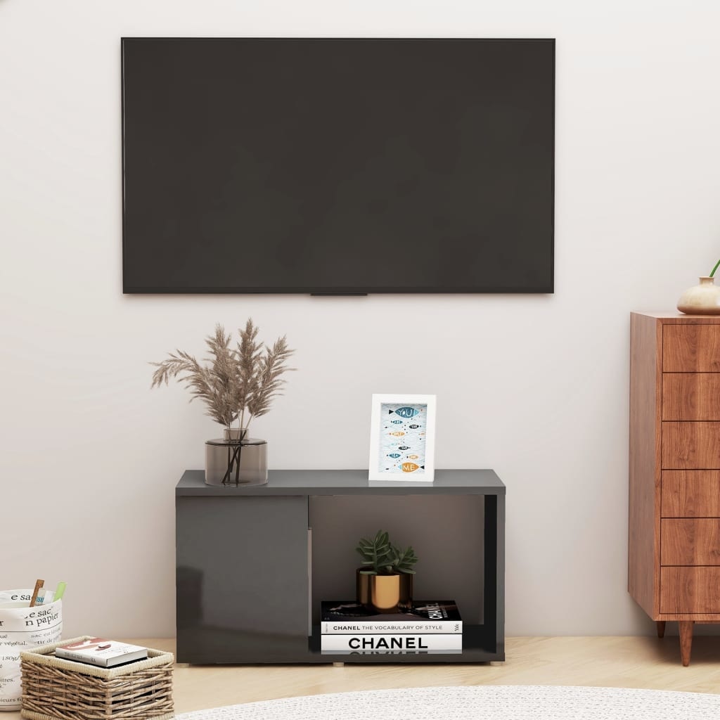 Tv-meubel 60x24x32 cm spaanplaat hoogglans grijs
