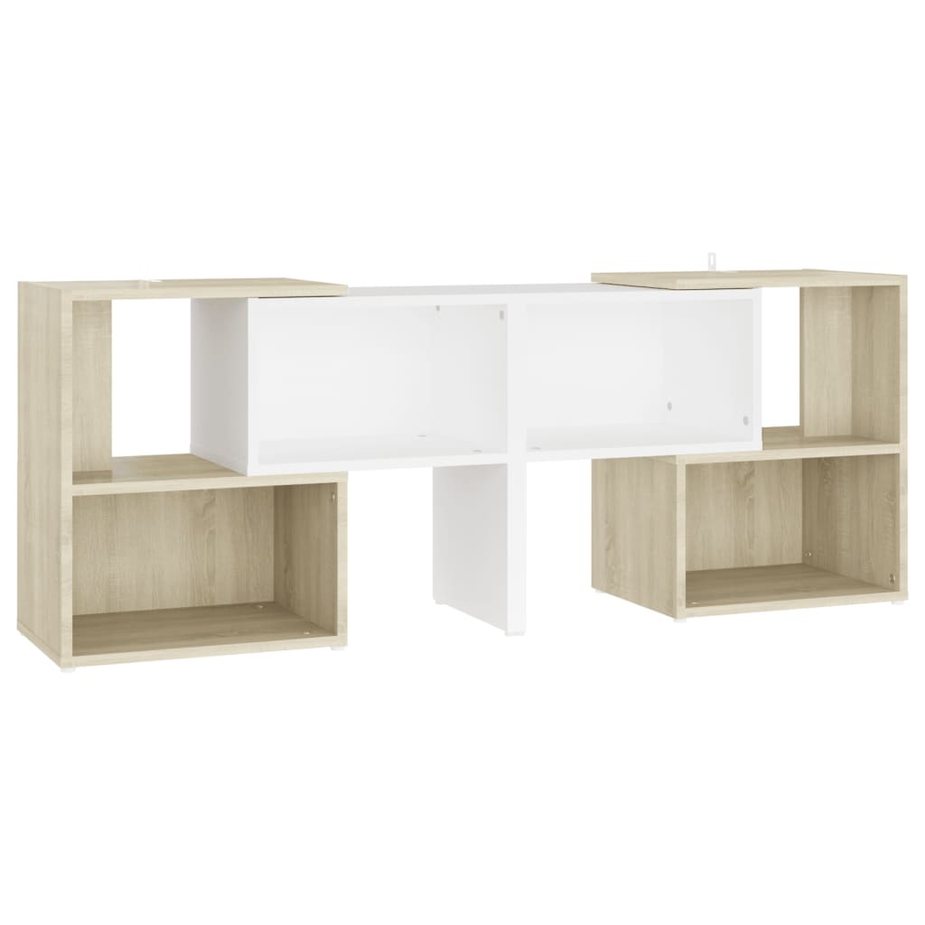 Tv-meubel 104x30x52 cm spaanplaat wit en sonoma eikenkleurig