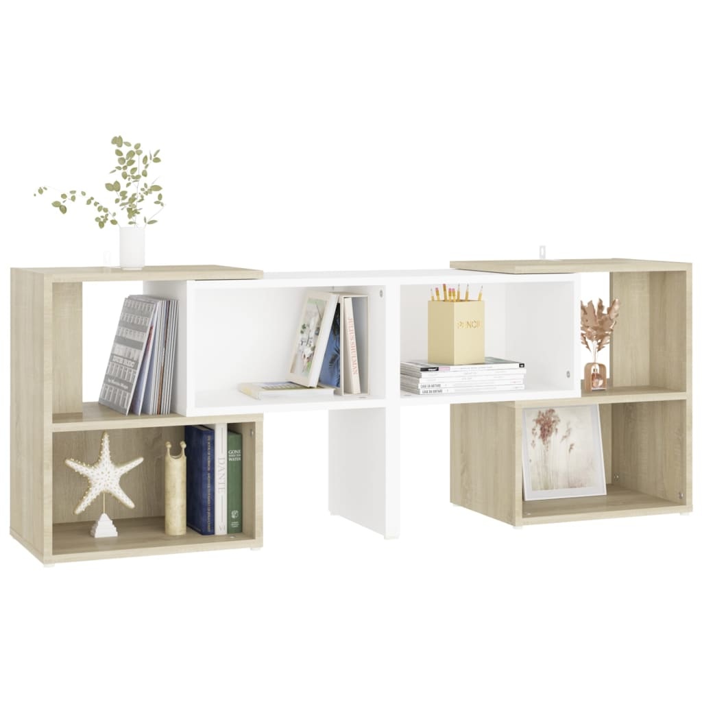 Tv-meubel 104x30x52 cm spaanplaat wit en sonoma eikenkleurig
