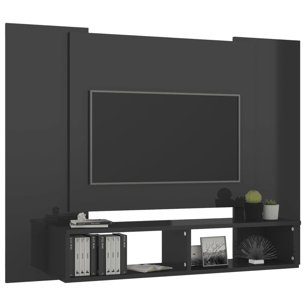 Tv-wandmeubel 120x23,5x90 cm spaanplaat hoogglans grijs