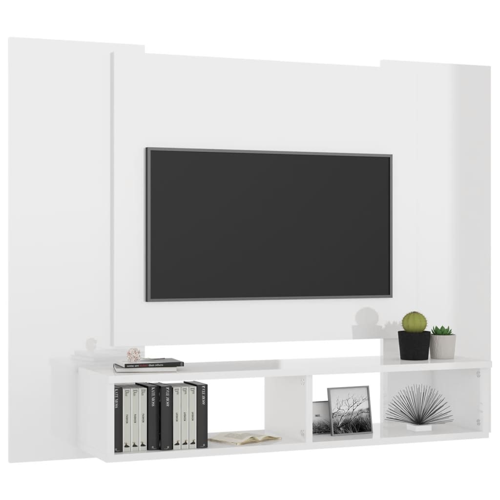 Tv-wandmeubel 120x23,5x90 cm spaanplaat hoogglans wit