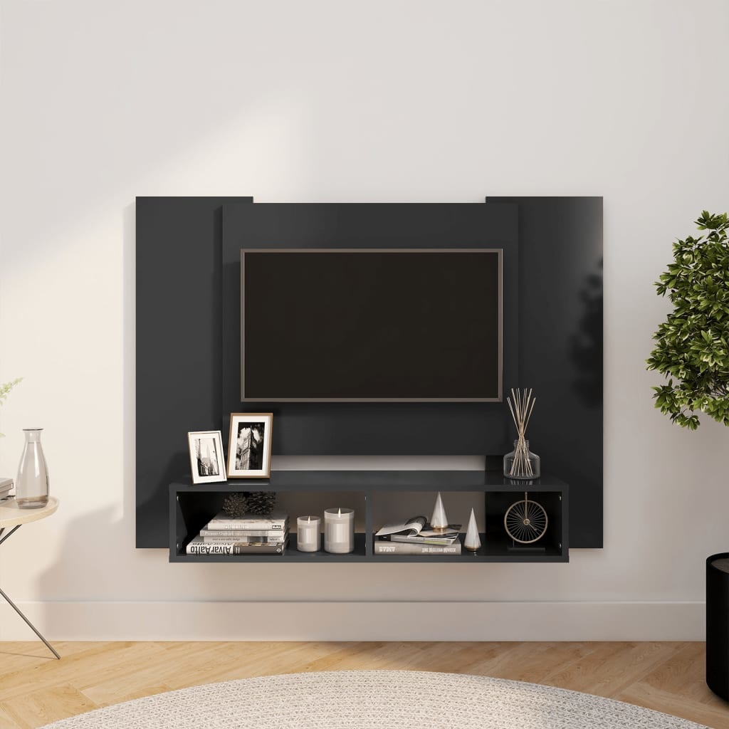 Tv-wandmeubel 120x23,5x90 cm spaanplaat grijs
