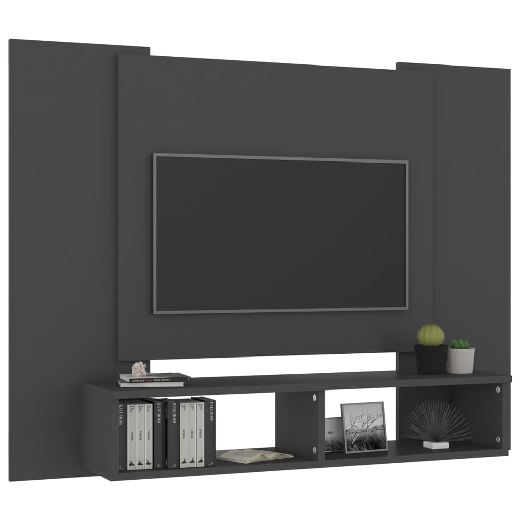 Tv-wandmeubel 120x23,5x90 cm spaanplaat grijs