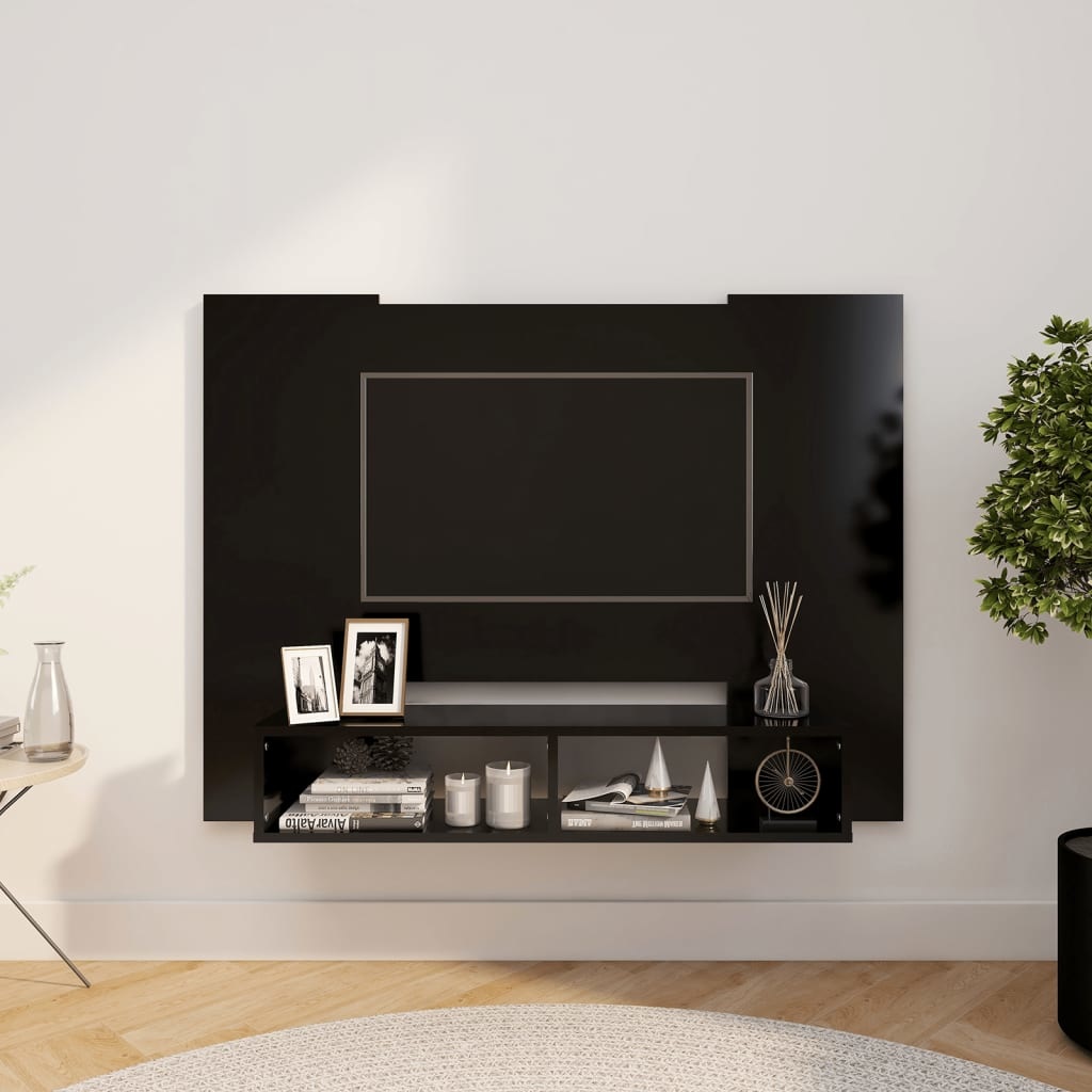 Tv-wandmeubel 120x23,5x90 cm spaanplaat zwart