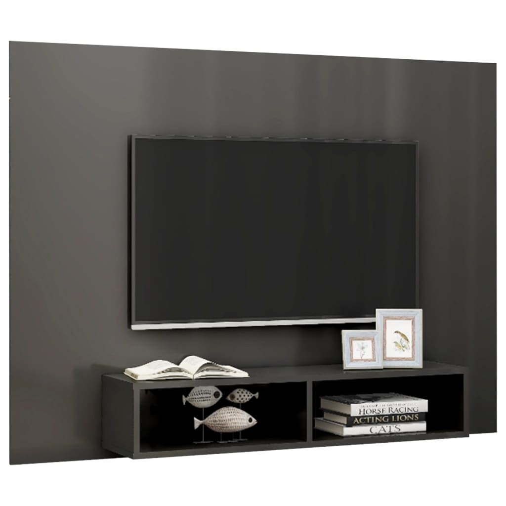 Tv-wandmeubel 135x23,5x90 cm spaanplaat hoogglans grijs