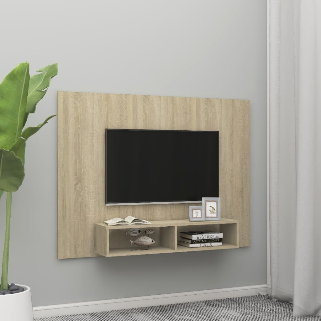 Tv-wandmeubel 135x23,5x90 cm spaanplaat sonoma eikenkleurig
