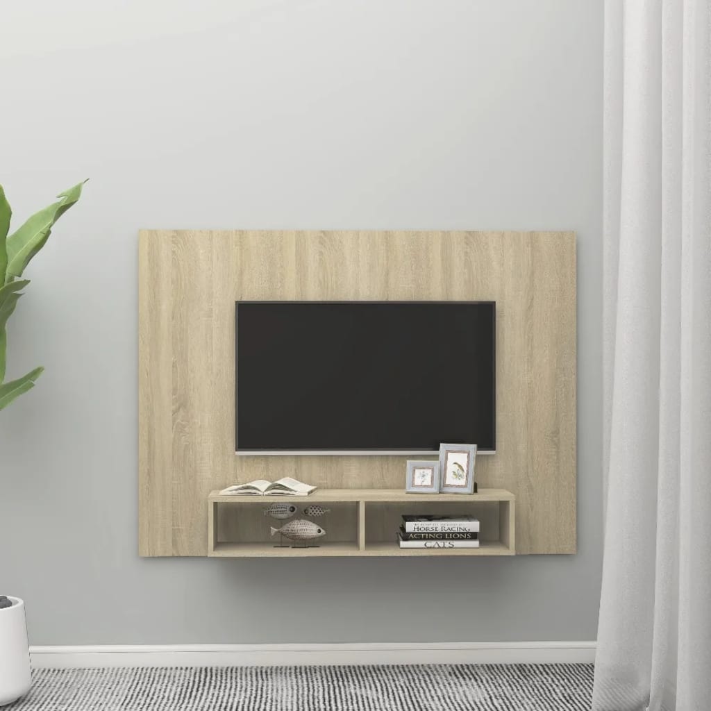 Tv-wandmeubel 135x23,5x90 cm spaanplaat sonoma eikenkleurig