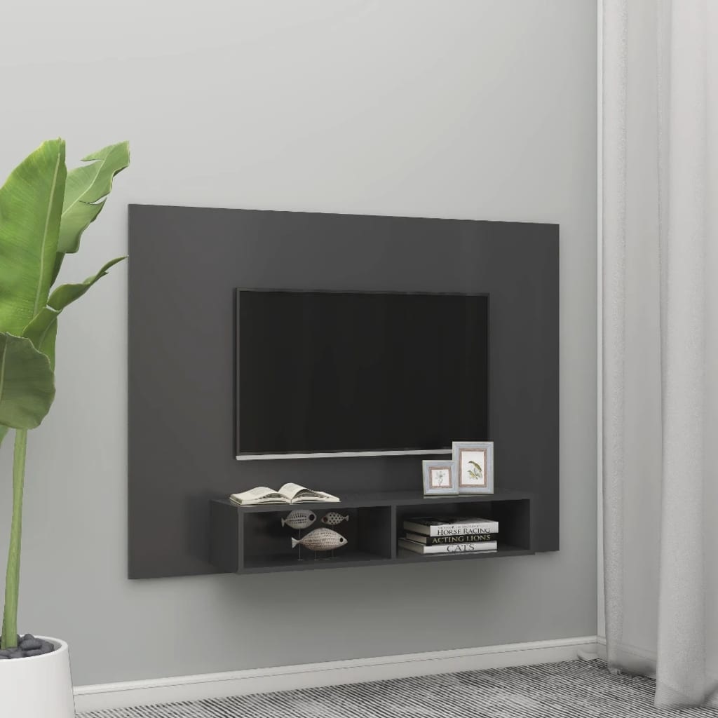 Tv-wandmeubel 135x23,5x90 cm spaanplaat grijs