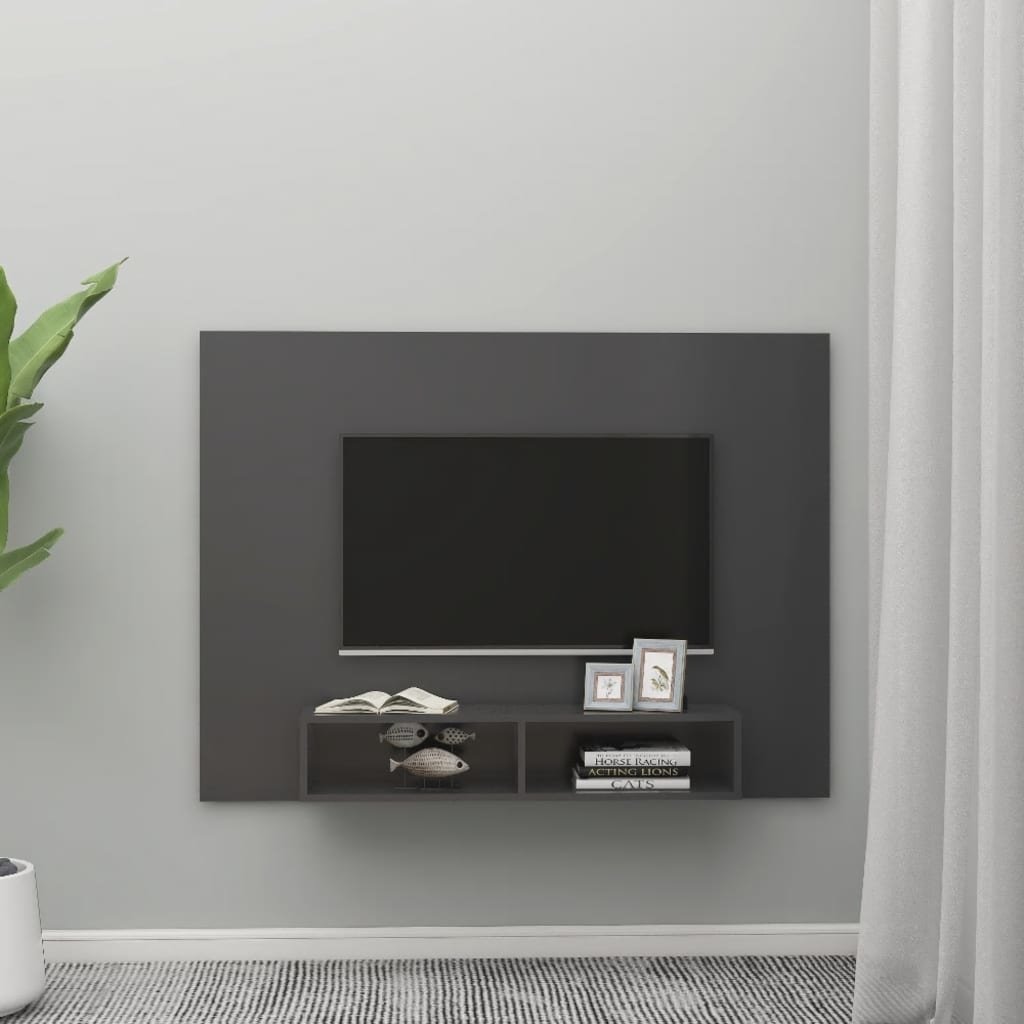Tv-wandmeubel 135x23,5x90 cm spaanplaat grijs