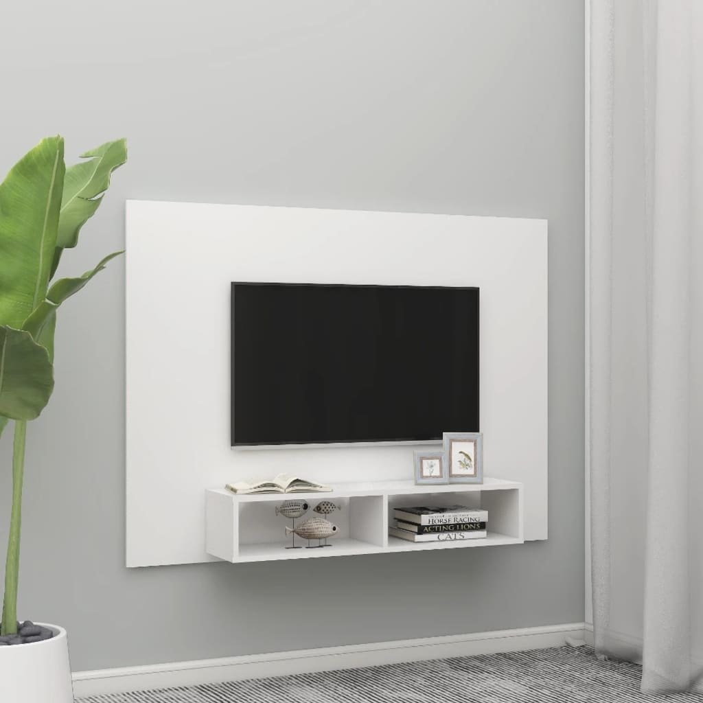 Tv-wandmeubel 135x23,5x90 cm spaanplaat wit