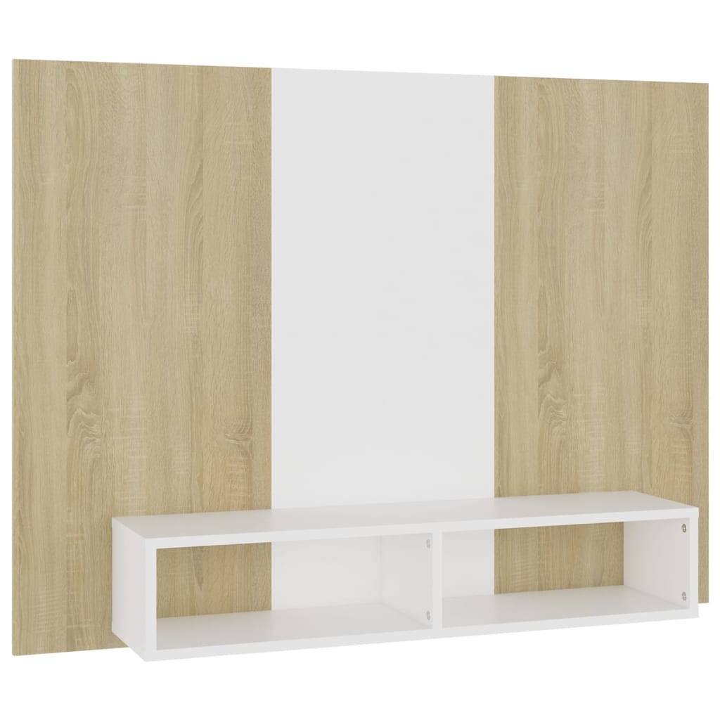 Tv-wandmeubel 120x23,5x90 cm spaanplaat wit sonoma eikenkleurig