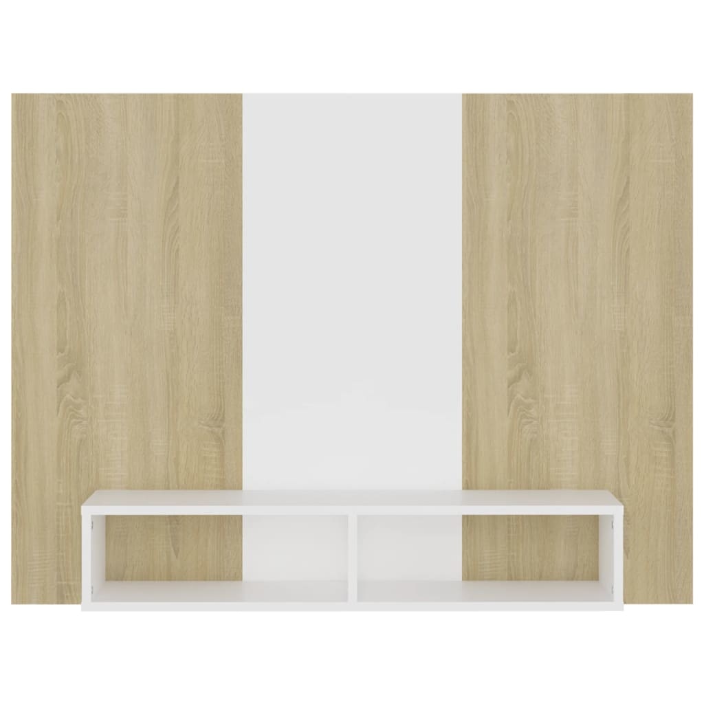 Tv-wandmeubel 120x23,5x90 cm spaanplaat wit sonoma eikenkleurig